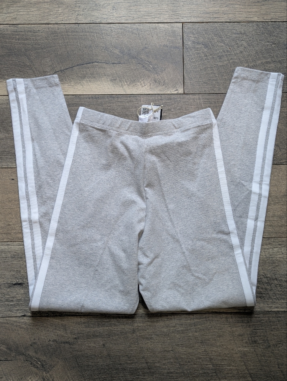 adidas Light Gray Leggings with White Side Stripes - Picture 10 of 10